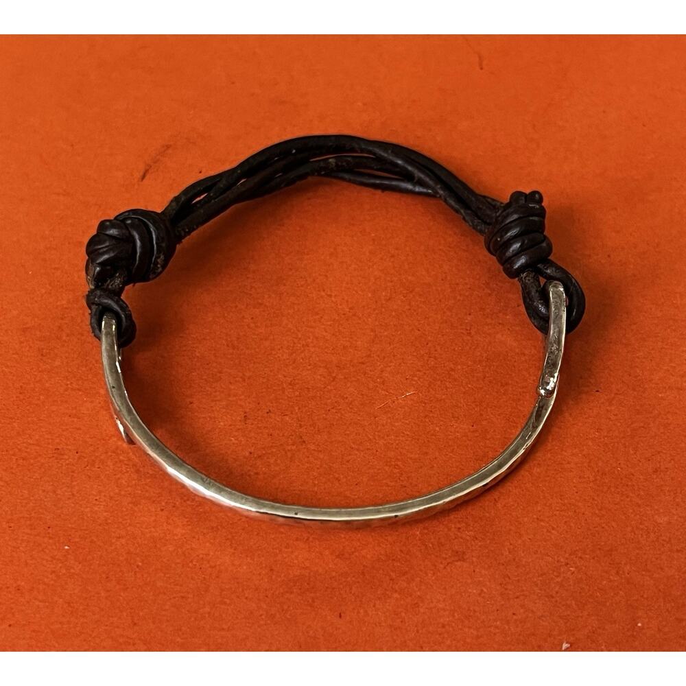 James Avery Retired Silver And Leather Hook On Charm Bracelet Size Small